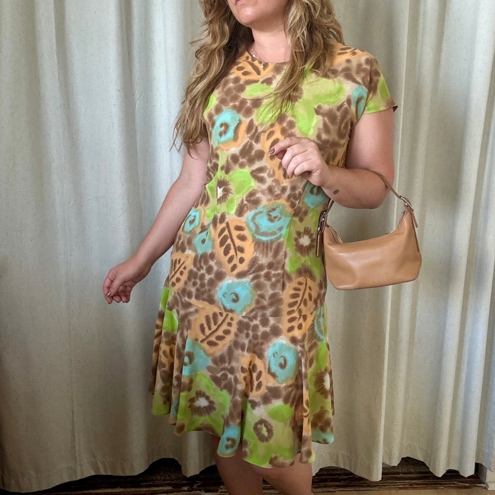 Dieci Large Bold Pattern Dress with A Drop Waist • Size: 8 (?)